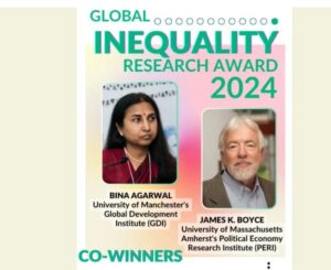Bina Agarwal and James Boyce awarded the first “Global Inequality Research Award”